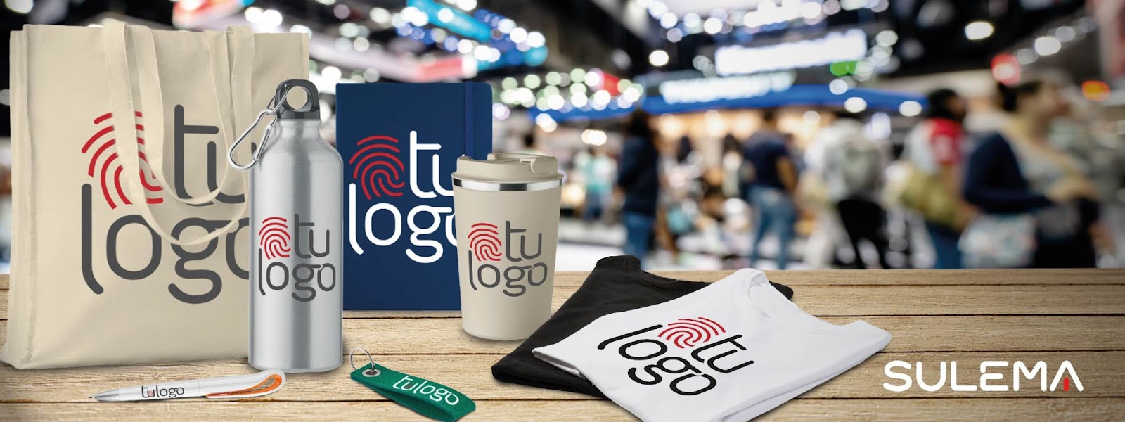 Merchandising para ferias, bolsas, botellas, vasos, camisetas personalizadas