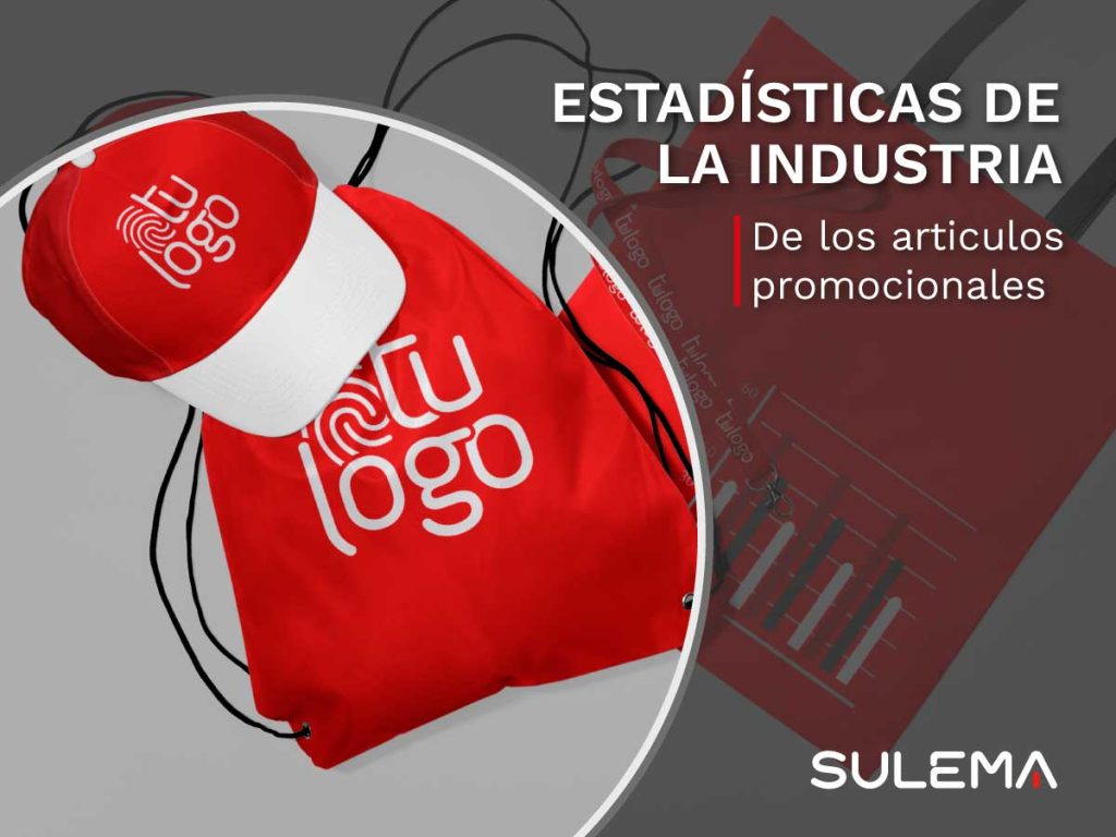 Portada de un blog que trata sobre las estadísticas del impacto de los artículos promocionales en el marketing de una empresa. Se muestran una gorra mochilas de cuerdas personalizadas con "Tu logo"
