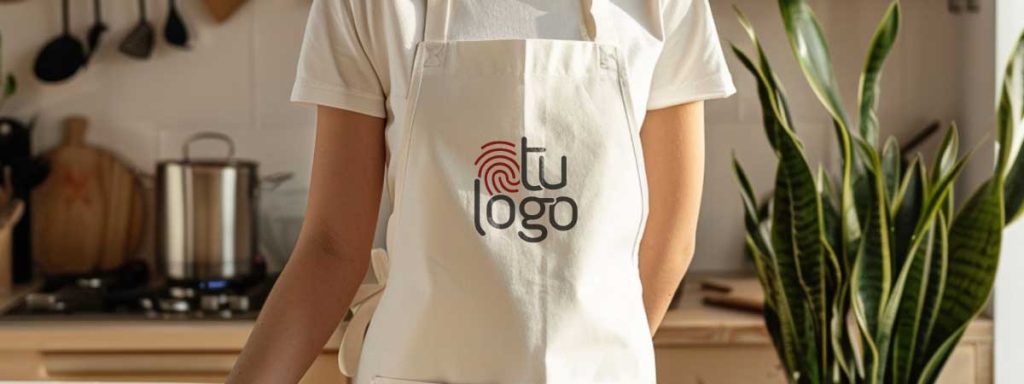 Persona cocinando con un delantal cáñamo personalizado