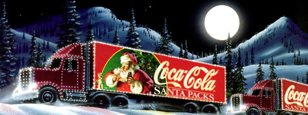 Camión navideño de Coca-Cola con Papá Noel