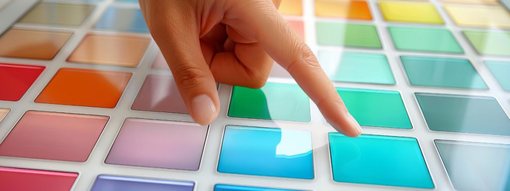 Dedo seleccionando los colores para un logo